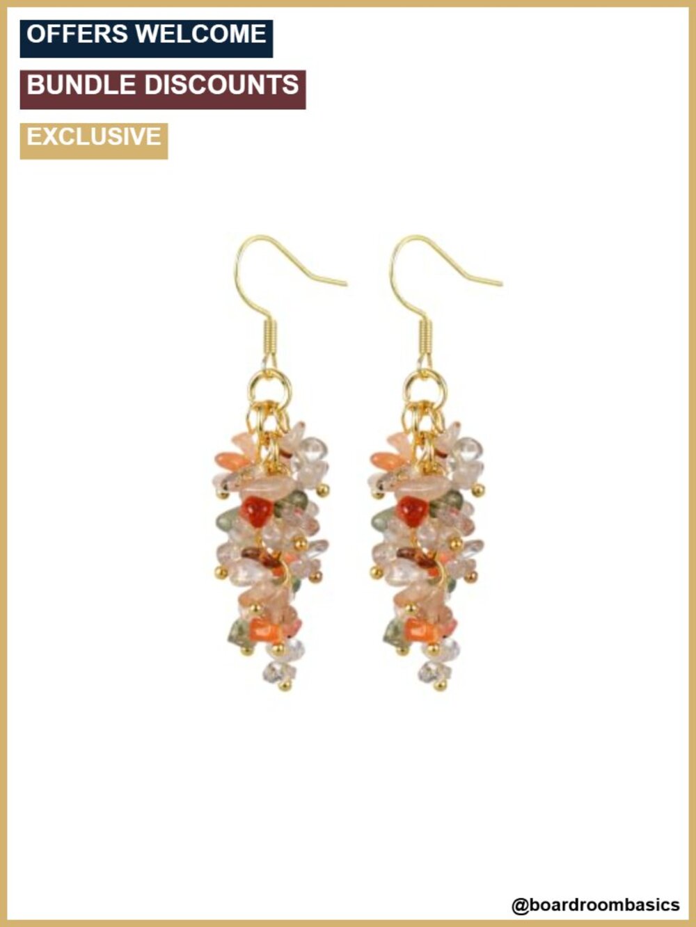 Natural Gemstone Dangle Earrings 14k Gold-Plated Wire Semi Precious Crystal